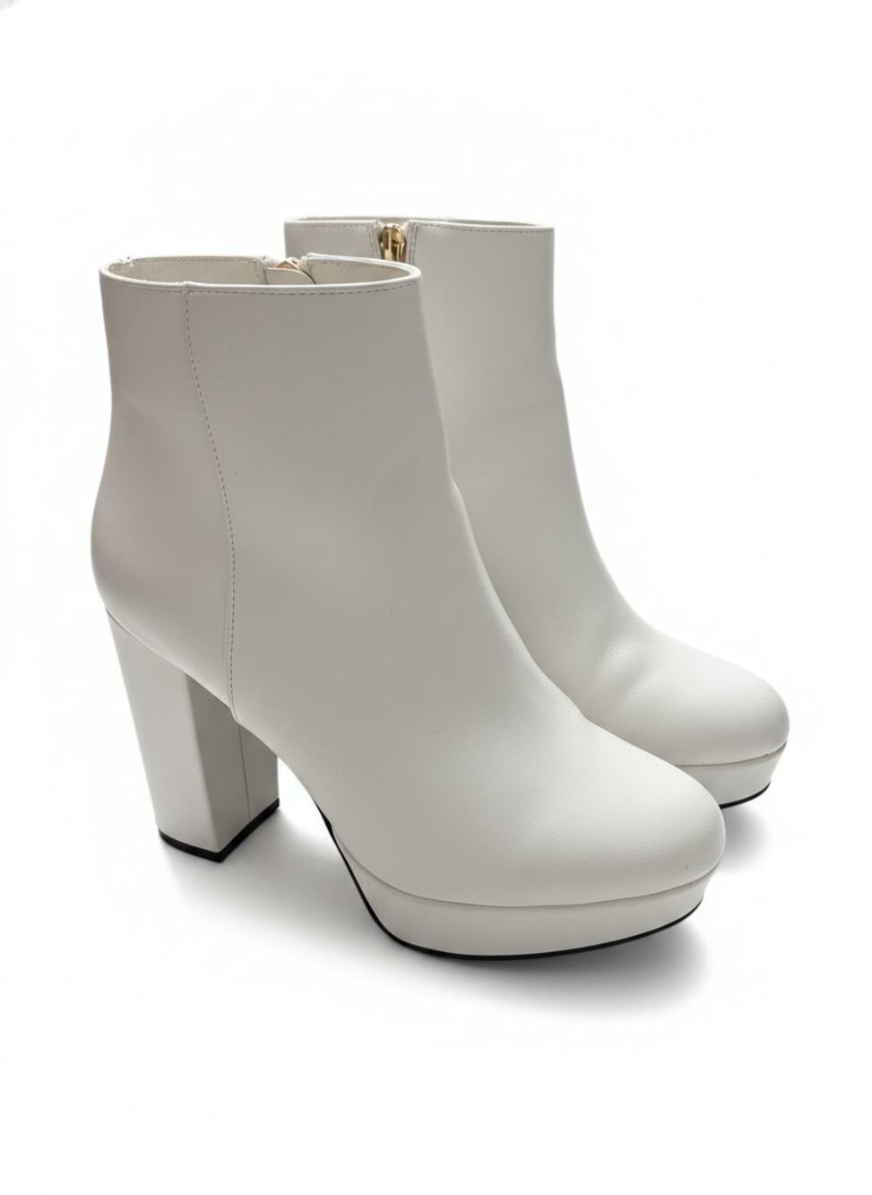 Bamboo Sorbet-06 Womens Size 6.5 White Platform Block Heel Ankle Boots Y2K